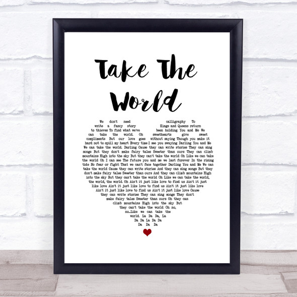 JOHNNYSWIM Take The World White Heart Song Lyric Print