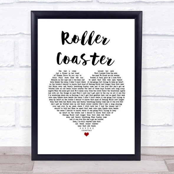 Luke Bryan Roller Coaster White Heart Song Lyric Print