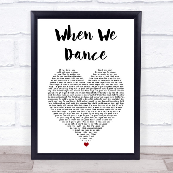 Sting When We Dance White Heart Song Lyric Print