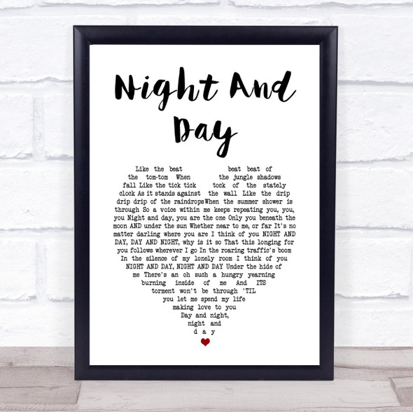 Ella Fitzgerald Night And Day White Heart Song Lyric Print