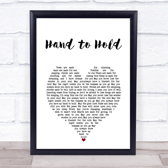 Caleb and Kelsey Hand to Hold White Heart Song Lyric Print
