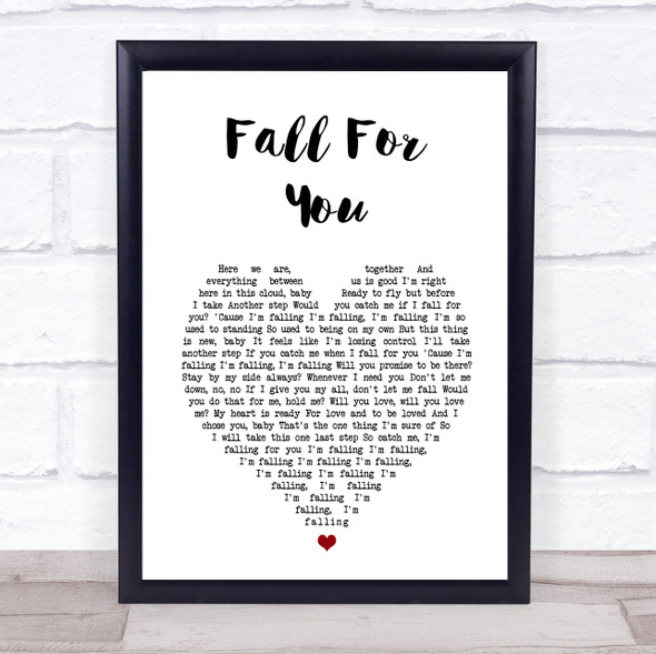 Leela James Fall For You White Heart Song Lyric Print