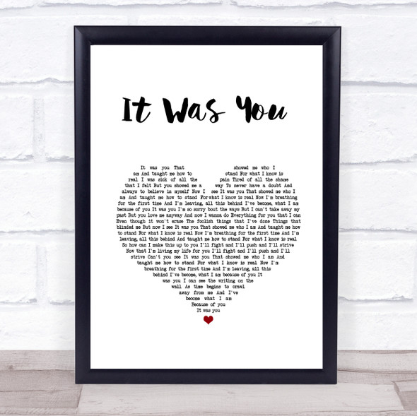 12 Stones It Was You White Heart Song Lyric Print