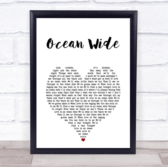 The Afters Ocean Wide White Heart Song Lyric Print