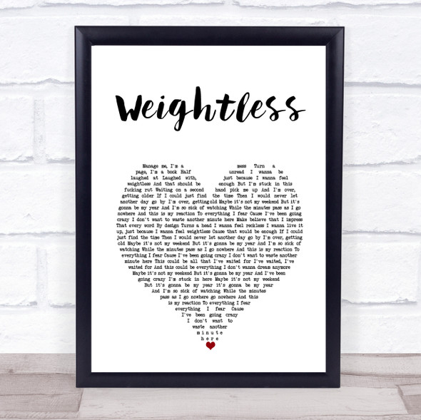 All Time Low Weightless White Heart Song Lyric Print