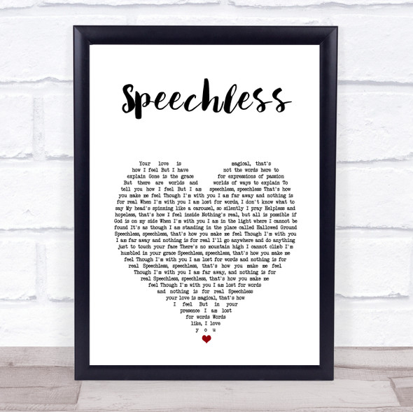 Michael Jackson Speechless White Heart Song Lyric Print