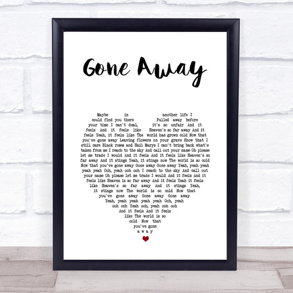 Five Finger Death Punch Gone Away White Heart Song Lyric Print