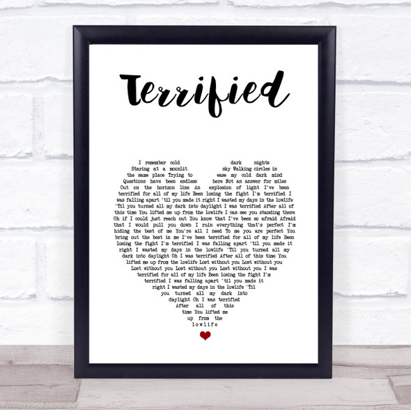 Atreyu Terrified White Heart Song Lyric Print