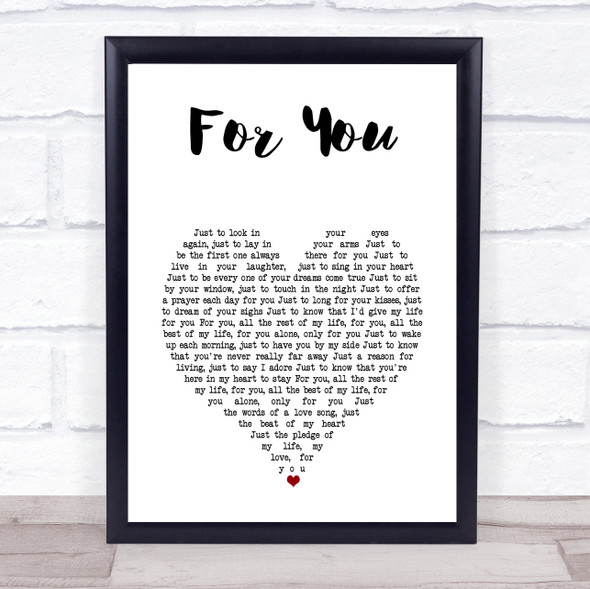 John Denver For You White Heart Song Lyric Print