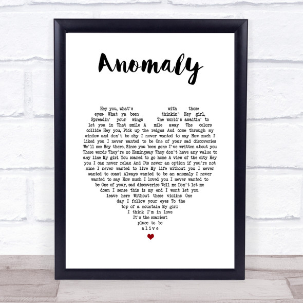 Angels & Airwaves Anomaly White Heart Song Lyric Print