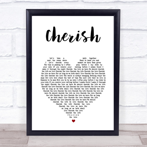 Kool & The Gang Cherish White Heart Song Lyric Print