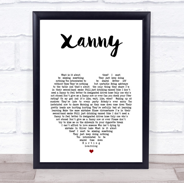 Billie Eilish Xanny White Heart Song Lyric Print