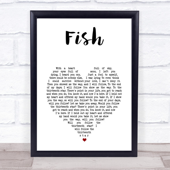 13th Star Fish White Heart Song Lyric Print