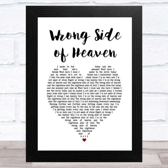 Five Finger Death Punch Wrong Side of Heaven White Heart Song Lyric Music Art Print