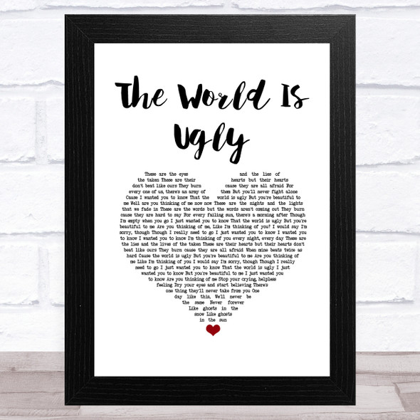 My Chemical Romance The World Is Ugly White Heart Song Lyric Music Art Print