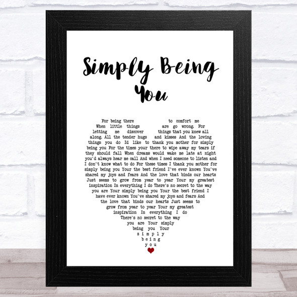 Isla Grant Simply Being You White Heart Song Lyric Music Art Print