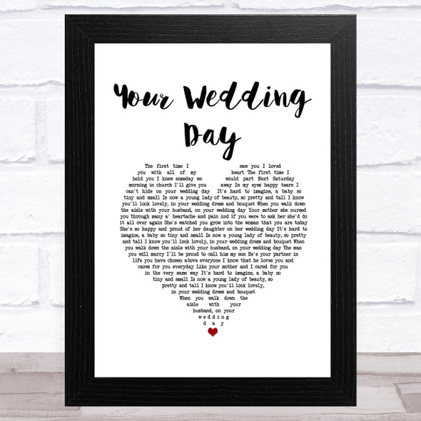 Jimmy Buckley Your Wedding Day White Heart Song Lyric Music Art Print