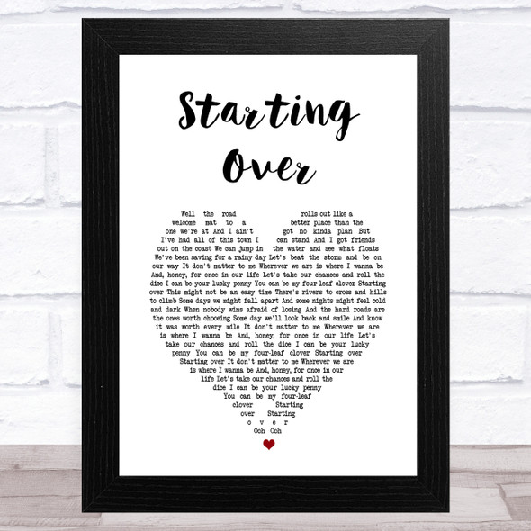 Chris Stapleton Starting Over White Heart Song Lyric Music Art Print