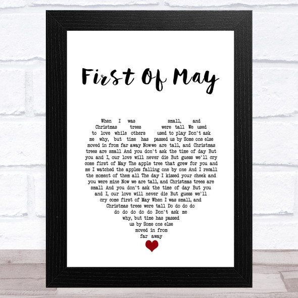 Bee Gees First Of May White Heart Song Lyric Music Art Print