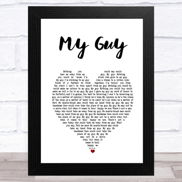 Mary Wells My Guy White Heart Song Lyric Music Art Print