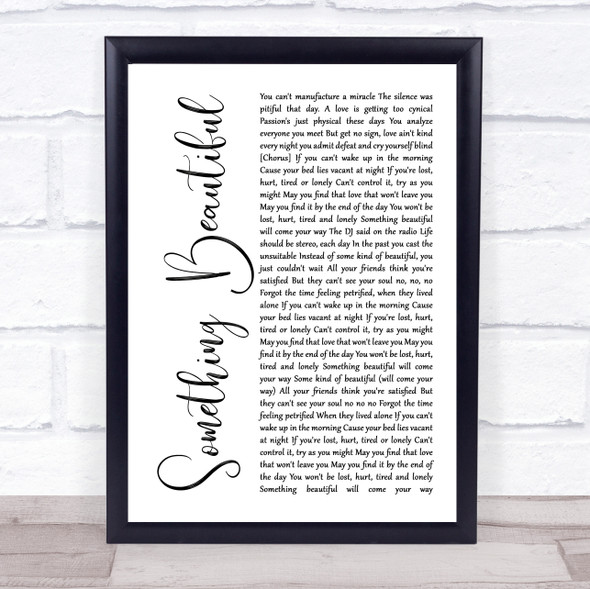 Robbie Williams Something Beautiful White Script Song Lyric Wall Art Print