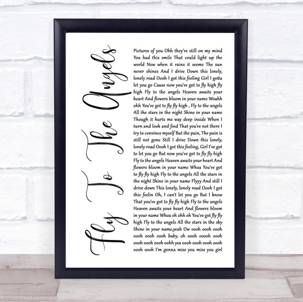 Slaughter Fly To The Angels White Script Song Lyric Wall Art Print