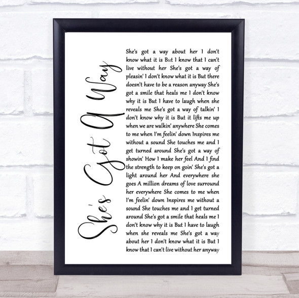 Billy Joel She's Got A Way White Script Song Lyric Quote Print