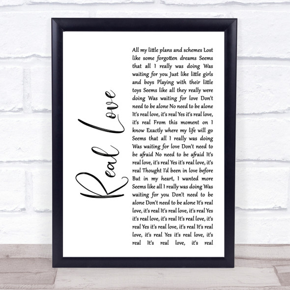 The Beatles Real Love White Script Song Lyric Quote Print