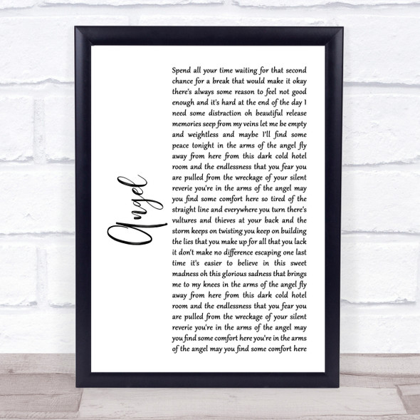 Sarah McLachlan Angel White Script Song Lyric Quote Print