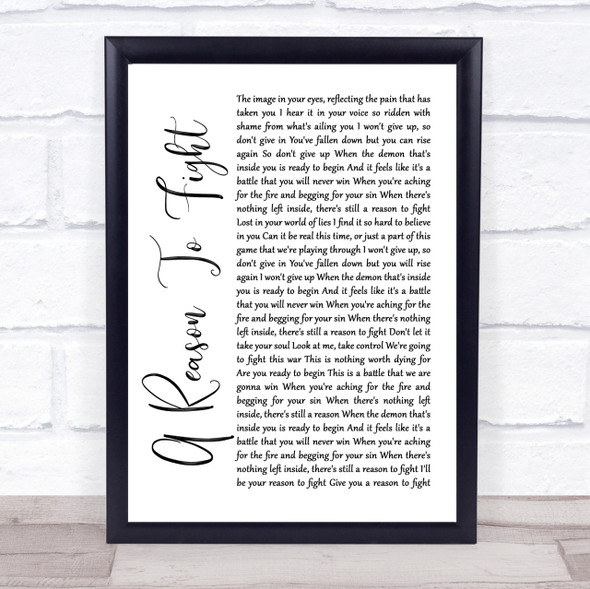 Disturbed A Reason To Fight White Script Song Lyric Quote Print