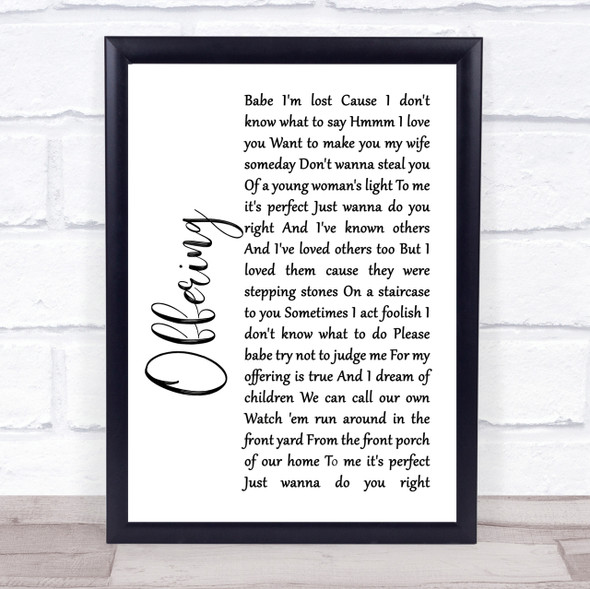The Avett Brothers Offering White Script Song Lyric Quote Print
