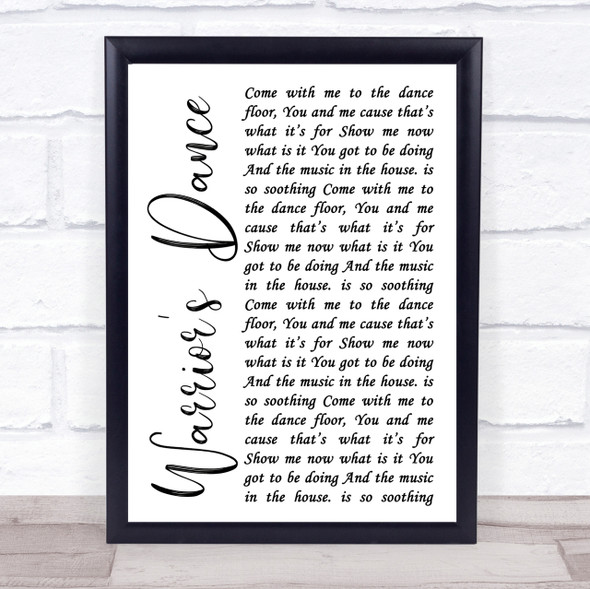 The Prodigy Warrior's Dance White Script Song Lyric Quote Print