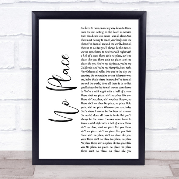 Backstreet Boys No Place White Script Song Lyric Print