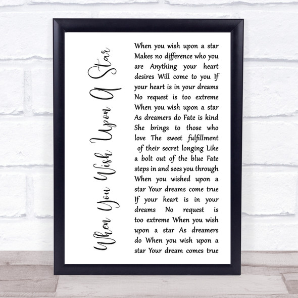 Jesse McCartney When You Wish Upon A Star White Script Song Lyric Print