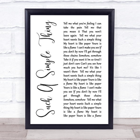 Ray LaMontagne Such A Simple Thing White Script Song Lyric Print