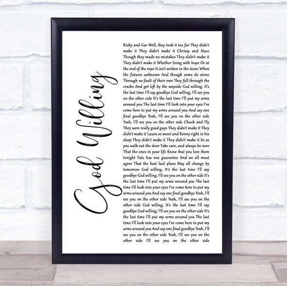 Dropkick Murphys God Willing White Script Song Lyric Print