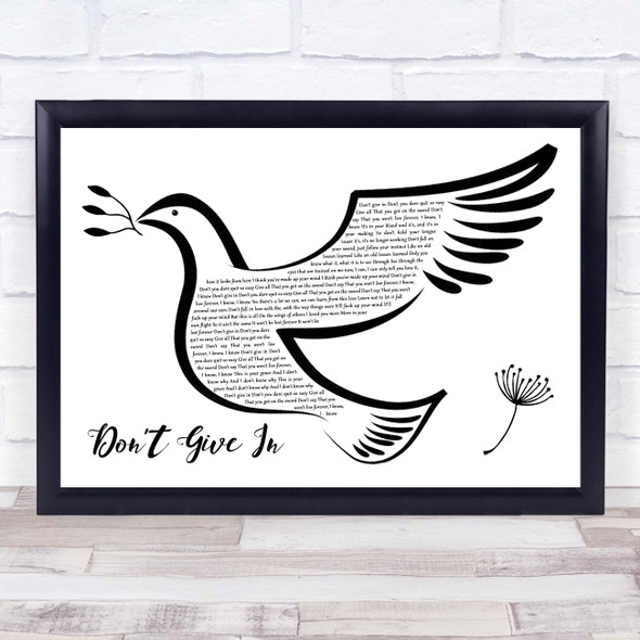 Snow Patrol Don't Give In Black & White Dove Bird Song Lyric Quote Music Print