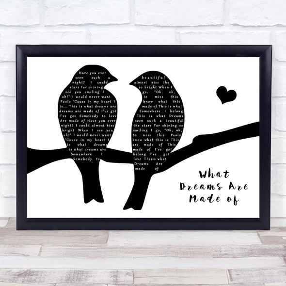 Paolo And Isabella What Dreams Are Made Lovebirds Black & White Song Lyric Music Art Print