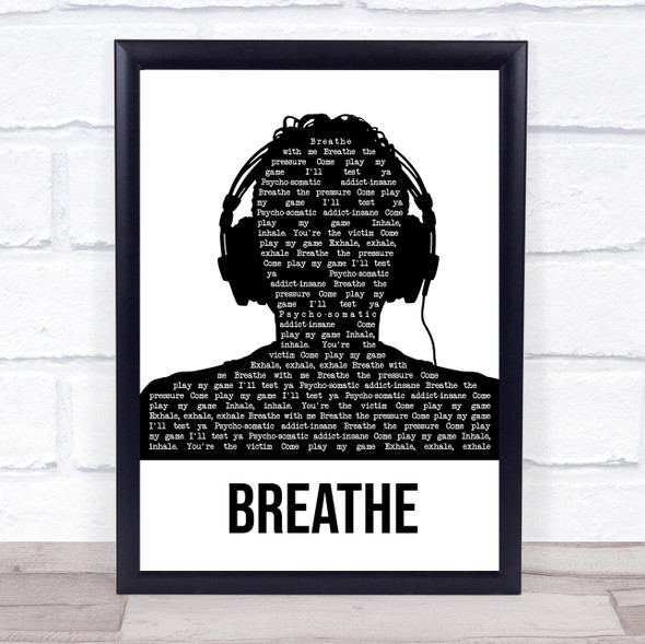 The Prodigy Breathe Black & White Man Headphones Song Lyric Quote Music Print