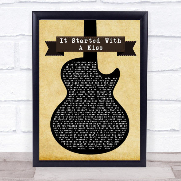 Hot Chocolate It Started With A Kiss Black Guitar Song Lyric Print