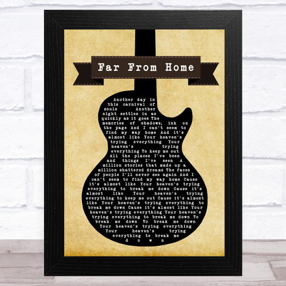 Five Finger Death Punch Far From Home Black Guitar Song Lyric Music Art Print