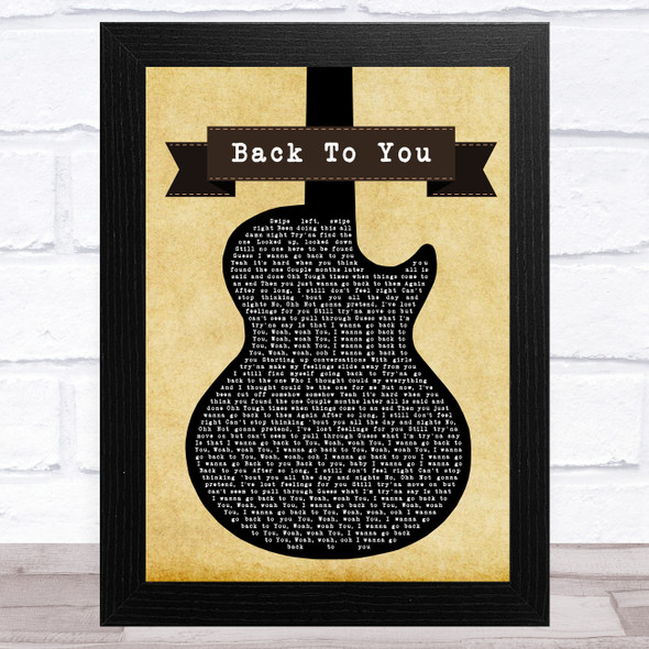 Cameron Boyes Back To You Black Guitar Song Lyric Music Art Print