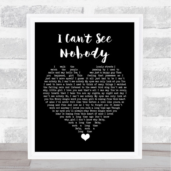 Bee Gees I Can't See Nobody Black Heart Song Lyric Quote Music Print