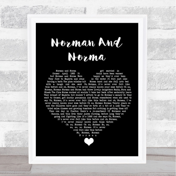 The Divine Comedy Norman And Norma Black Heart Song Lyric Quote Music Print