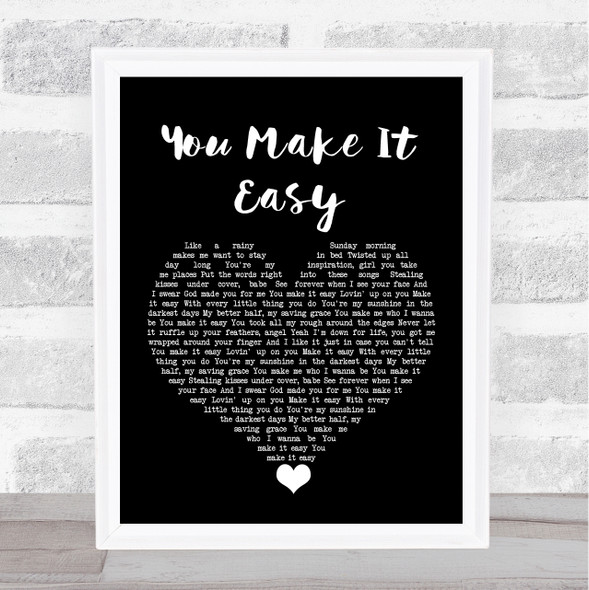 Jason Aldean You Make It Easy Black Heart Song Lyric Quote Music Print