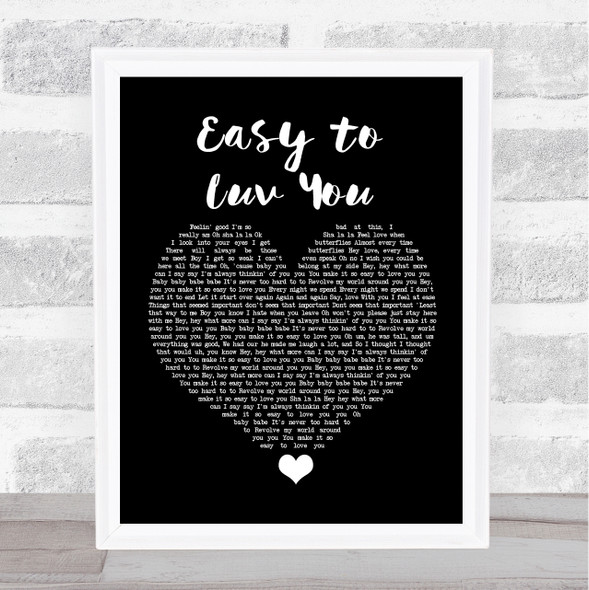 Stacie Orrico Easy to Luv You Black Heart Song Lyric Quote Music Print