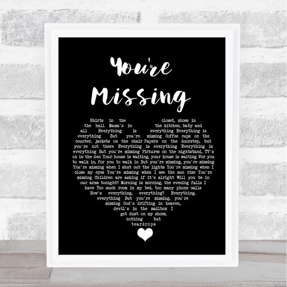 Bruce Springsteen You're Missing Black Heart Song Lyric Quote Music Print