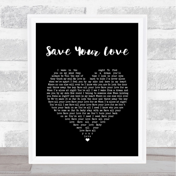 Great White Save Your Love Black Heart Song Lyric Quote Music Print