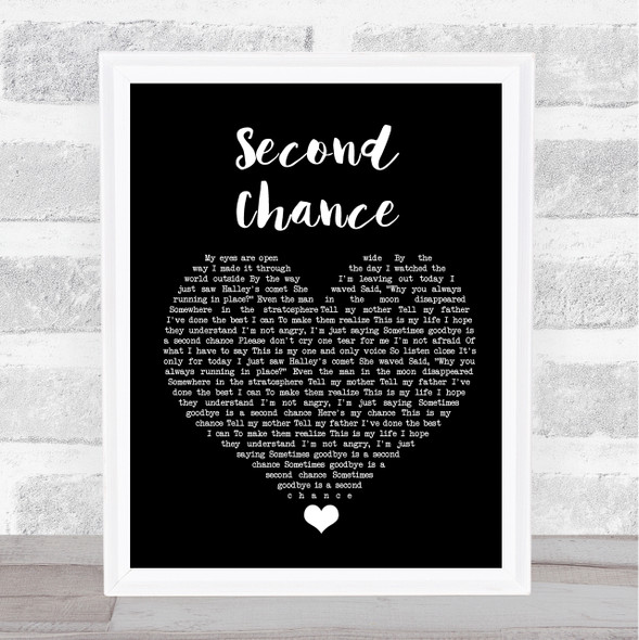 Shinedown Second Chance Black Heart Song Lyric Quote Music Print