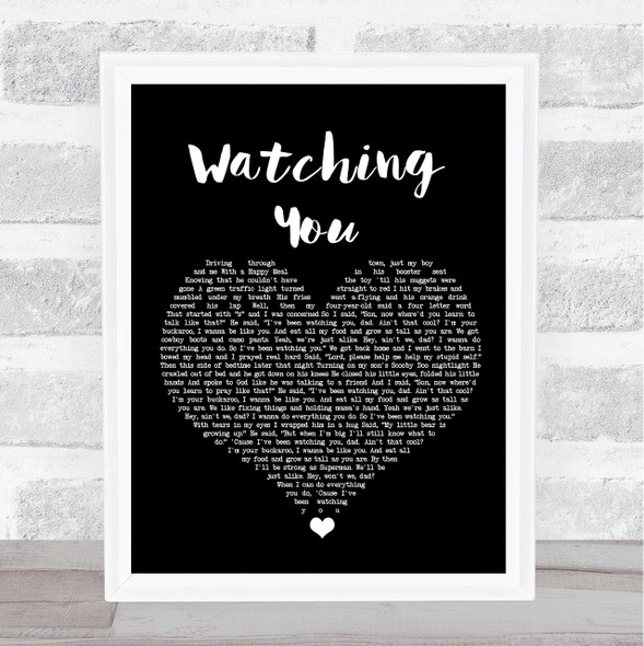 Rodney Atkins Watching You Black Heart Song Lyric Quote Music Print